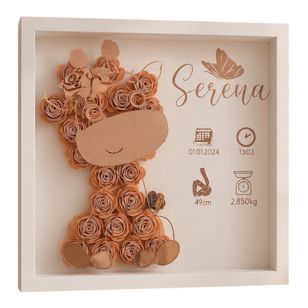 Cadre Naissance floral 3D